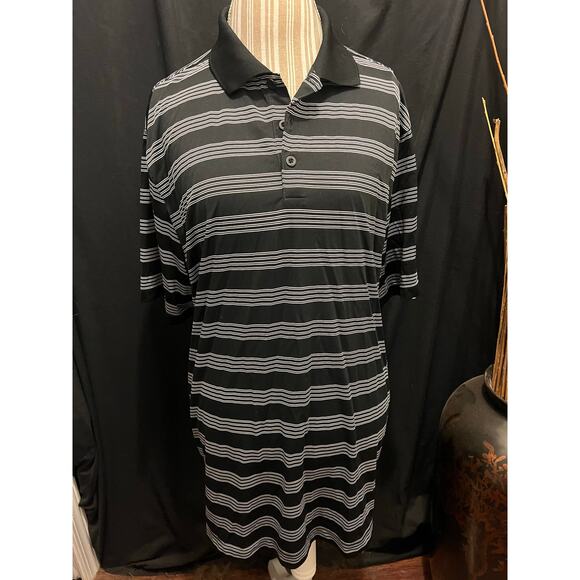 Nike Golf Men’s Dri fit Tour Performance Black Striped Shirt - Picture 1 of 5